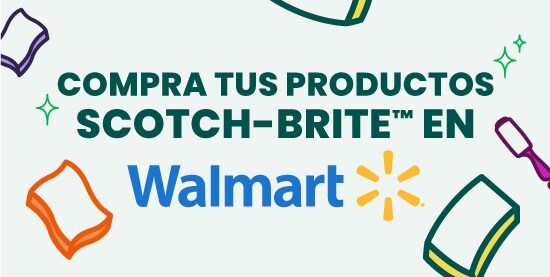 Imagen compra de productos Scotch-Brite en Walmart, con ilustraciones de esponjas.
