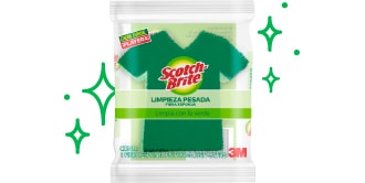 Empaque de producto edición especial fibra esponja original playera Scotch-Brite.
